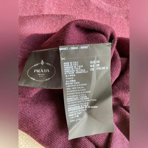 Prada Cashmere Sweater Women’s 40 Burgundy Scoop Neck Silk - Picture 4 of 9